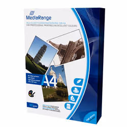 MediaRange MRINK105, Molto lucida, 160 g/m², Ad inchiostro, A4, Bianco, 100 fogli