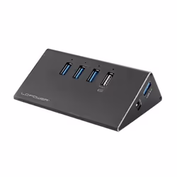 LC-Power LC-HUB-ALU-2B-4, USB 3.2 Gen 1 (3.1 Gen 1) Type-A, USB 3.2 Gen 1 (3.1 Gen 1) Type-A, 5000 Mbit/s, Nero, Alluminio, P ...