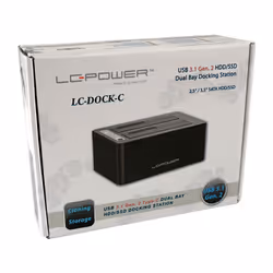 LC-Power LC-DOCK-C docking station per unità di archiviazione USB 3.2 Gen 2 (3.1 Gen 2) Type-C Nero - Vista aggiuntiva 6