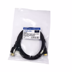 LogiLink CH0023, 2 m, HDMI tipo A (Standard), HDMI Type C (Mini), 8,16 Gbit/s, Nero