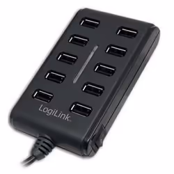 LogiLink USB 2.0 10-Port Hub with On/Off Switch, 480 Mbit/s, status, Windows 98SE/ME/200/XP/Vista/2003/7, 290 g, 143 x 230 x  ...