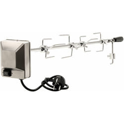 BBQ-Toro Set di spiedi per barbecue 100 cm incl. 4x aghi di carne e motore in acciaio inox, 220V - 240V spiedo rotante