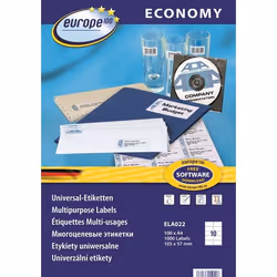 Avery ELA022, Bianco, Etichetta per stampante autoadesiva, A4, 10,5 cm, 5,7 cm, 1000 pz