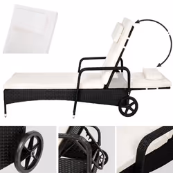 TecTake 401152 sedia a sdraio Nero Metallo, Poliestere