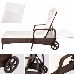 TecTake 401153 sedia a sdraio Nero, Marrone Metallo, Poliestere