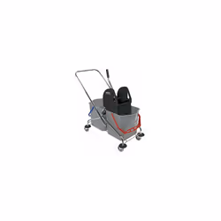 Carrello lavapavimenti, 2 secchi doppi con rotelle da 27 l, con archetto di spinta, e telaio in metallo. Fornitura = preassem ...
