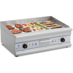 Royal Catering - Grill Elettrico Liscio Piastra Inox 230V Due Zone Termiche Fry Top Barbecue 75Cm