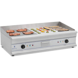 Royal Catering - Piastra Elettrica Inox Professionale Fry Top Barbecue 230V Liscia + Rigata 100Cm
