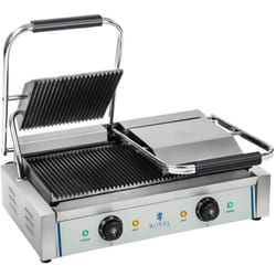 Royal Catering - Piastra Bar Panini In Ghisa Doppia Rigata Professionale Toast Media 2 x 1800 w
