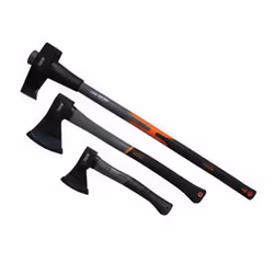 FUXTEC AX3, Set di asce, Ascia da disboscamneto, Ascia da spacco, Vetroresina, 3 pz, 350 mm, 600 g