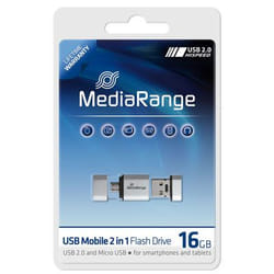 MediaRange 16GB USB Mobile 2 in 1 OTG unità flash USB USB Type-A / Micro-USB 2.0 Argento