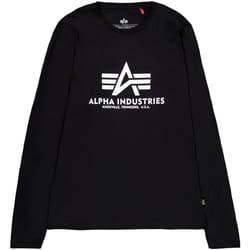Alpha Industries Basic T Camicia Longsleeve, nero-bianco, dimensione S per uomo