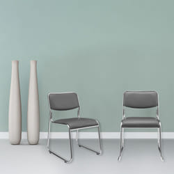 Set di 4 Sedie da Conferenza con Telaio in Metallo Seduta e Schienale Imbottiti - Grigio Pro.tec