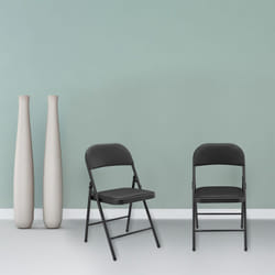 Set di 6 Sedie Pieghevoli da Conferenza con Telaio in Metallo 80 x 46 x 50 cm - Nero Pro.tec