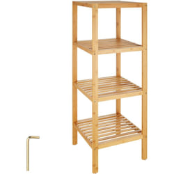 Tectake - Scaffale verticale in bambù 4 piani 33 x 33 x 97 cm - Scaffale legno, scaffalatura in legno