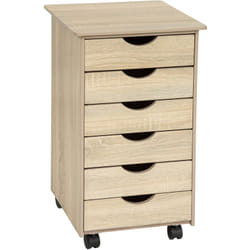 Tectake - Cassettiera a rotelle in legno 65 x 36 x 40 cm - Mobiletto sotto scrivania, mobiletto al di sotto della scrivania, cassettiera