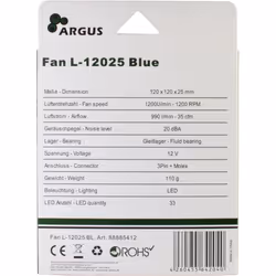 Inter-Tech L-12025 Case per computer Ventilatore 12 cm Nero, Blu - Vista aggiuntiva 6