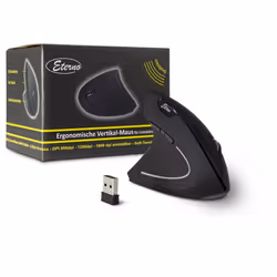 Inter-Tech KM-206L, Ambidestro, Design verticale, Ottico, RF Wireless, 1600 DPI, Nero, Bianco