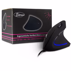 Inter-Tech KM-206WR, Mano destra, Design verticale, Ottico, USB tipo A, 2400 DPI, Nero, Blu