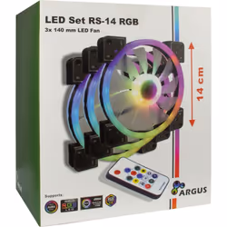 Inter-Tech Argus RGB-Fan Set RS-14 Ventola case PC 3 ventole Nero - Vista aggiuntiva 7