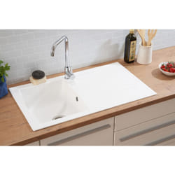 Lavello da cucina lavello da incasso granito Mineralite 86 x 50 bianco Respecta Boston