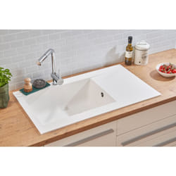 Lavello da incasso lavello cucina granito mineralite 86 x 50 bianco Respecta Denver