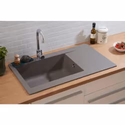 Respekta® Lavello in Mineralite Denver: Lavello con 1 vasca e gocciolatoio Colore: grigio cemento< /li> Installazione reversi ...