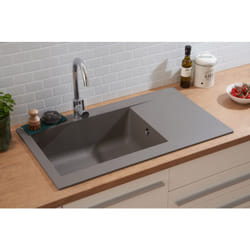 Lavello da incasso lavello da cucina in granito Mineralite 86 x 50 grigio Respekta Denver