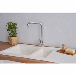 rispetto® Lavello in Mineralite Denver: Lavello con 1,5 vasche e gocciolatoio Colore: bianco Installabile in modo alternato/r ...