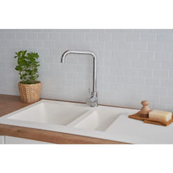 Lavello da incasso lavello da cucina granito Mineralite 100 x 50 bianco Respecta Denver