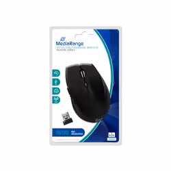 MediaRange MROS208, Mano destra, Ottico, RF Wireless, 1600 DPI, Nero