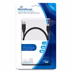 MediaRange MRCS160, 1,2 m, USB A, USB C, USB 3.2 Gen 1 (3.1 Gen 1), 5 Gbit/s, Nero