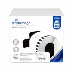 MediaRange MRBDK22205, Bianco, Etichetta per stampante non adesiva, Etichetta continua, Carta, Universale, Rettangolo