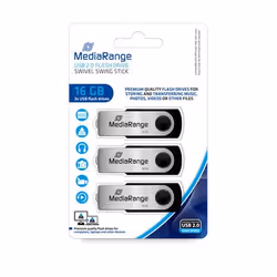 MediaRange MR910-3, 16 GB, USB tipo A, 2.0, 17 MB/s, Girevole, Nero, Argento