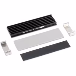 Aqua Computer kryoM.2, Dissipatore, Alluminio, Acciaio inox, Alluminio, Nero, 70 mm, 24 mm, 9 mm