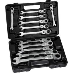 Tectake - Set di chiavi a cricchetto con teste a snodo flessibili, 12 pezzi - chiavi a cricchetto, set chiavi a cricchetto, kit chiavi a cricchetto