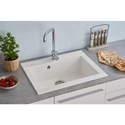 Lavello da cucina Lavello da incasso Granito Mineralite 66 x 50 Bianco Respecta Ohio