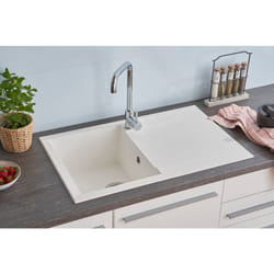 Lavello da cucina Lavello da incasso Granito Mineralite 80 x 50 Bianco Respecta Houston
