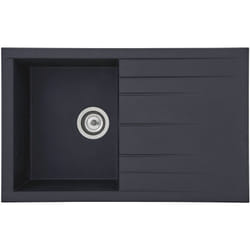 Respekta - Houston Lavello in Mineralite Nero/Lavello ad Incasso con 1 Vasca da 80 x 50 cm/Lavello adatto per basi sottolavello a partire da 50 cm di