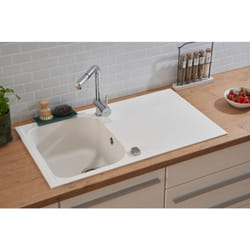 Lavello da cucina lavello da incasso lavello in granito 86 x 50 bianco Respecta Orlando