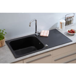 Lavello da cucina da incasso in granito 100x50 nero Respekta Orlando