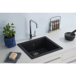Lavello da cucina Lavello da incasso Granito Mineralite 50 x 44 Nero Respecta Ohio