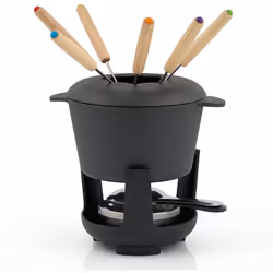 BBQ-Toro Set per fonduta in ghisa da 13 pezzi per 6 persone | 1 L | Set per fonduta con bruciatore e forchette Il set per fon ...