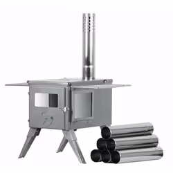 Stufa a tenda in acciaio inox CampFeuer | 51,5 x 42 x 216 cm | stufa a tenda da campeggio Con la stufa da tenda CampFeuer pot ...