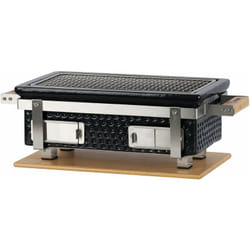 Bbq-toro - griglia da tavolo in ceramica a carbone con base in legno nero griglia hibachi da esterno per il campeggio