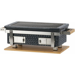 Bbq-toro - griglia da tavolo a carbonella in ceramica con base in legno Grigio griglia hibachi da esterno per il campeggio