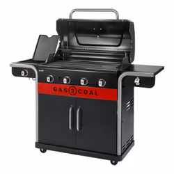 Char-Broil Gas2Coal 2.0 4B Grill Carrello Carbone + gas naturale Nero, Acciaio inox, Rosso