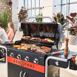 Char-Broil Gas2Coal 2.0 4B Grill Carrello Carbone + gas naturale Nero, Acciaio inox, Rosso - Vista aggiuntiva 5