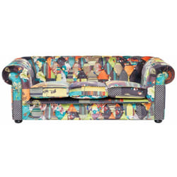 Beliani - Divano vintage a 3 posti in tessuto multicolore giallo Chesterfield