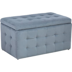 Pouf Cassapanca Imbottito in Velluto Grigio Stile Chesterfield Michigan